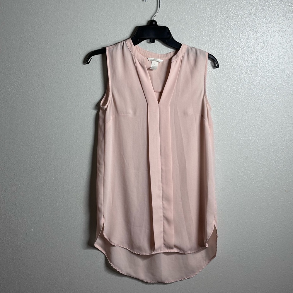 H&M Women's Sleeveless Sheer Blouse Size 2 Pink